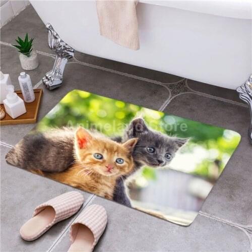 Animal Cats Printed Home Bath Mat 40x60cm 1 pc Non-slip Bathroom Carpet Rug Mat kitchen Bedroom Kitchen Toilet Floor Decor