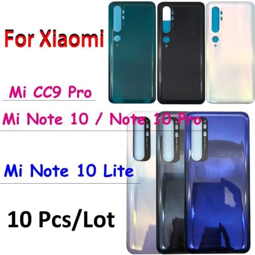 10 Pcs/Lot Back Glass Battery Cover Rear Door Housing Case For Xiaomi Mi Note 10 / Note 10 / Mi CC9 Pro With Glue Adhesive