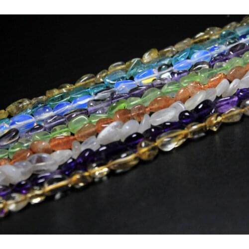 10 Type Natural Gravel shape 4-7mm Aquamarines Amethysts Stone Beads For Jewelry Making Diy Bracelet Straight Hole Strand 15.5