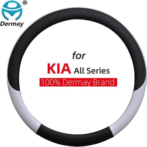 100% DERMAY Leather Car Steering Wheel Cover for Kia Ceed 2018 2019 2020 Ceed jd Carens Picanto Forte Morning Auto Accessories