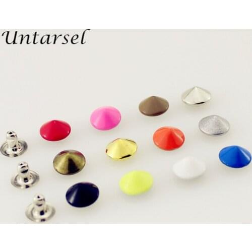 100pcs 9mm Colorful Set Cone Rivets Zinc Alloy Leather Stud Shoes DIY Punk Style Spike Screw For Belt Bags pulseras pinchos