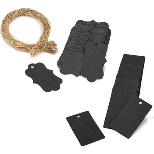 100 Pcs/pack Black Blank Kraft Paper Tags for Wedding Party Decoration Tags Packaging Hang Diy Blank Paper Tags Stationery