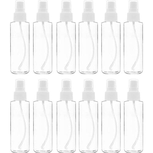 12 Pack Fine Mist Clear Spray Bottles 120 Ml (4 Oz) with Pump Spray Cap, Reusable and Refillable Small Empty Plastic Bottles for