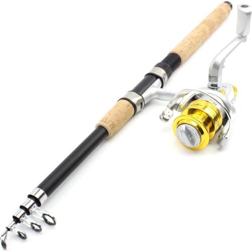 2.1m Fishing rod with reel Carbon Rod Portable Travel Spinning pole with Reel Combo sea Rocky carp Trout Rod Set carp pesca