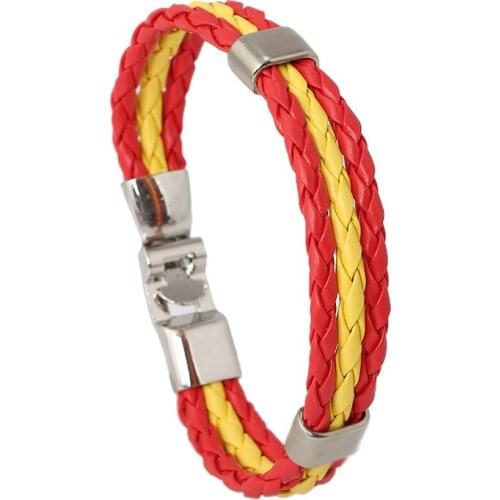 2020 Euro Cup Spain Bracelet. High Quality Stainless Steel Leather Bracelet European Cup Souvenirs Male for Spain Funs