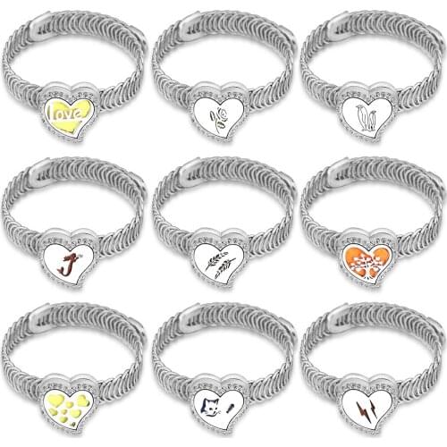 2021 Mermaid Stainless Steel Aromatherapy Bracelet Perfume Diffuser Locket Heart-Shaped Zircon Bracelet For Women Charm Jewelry