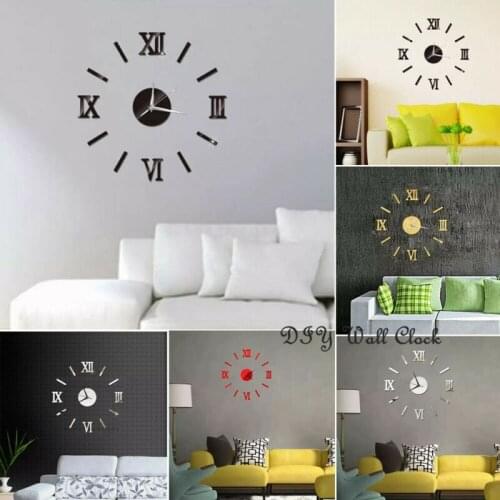 3D Modern DIY Large Number Mirror Wall Sticker Big Watch Home Decor Art Clock