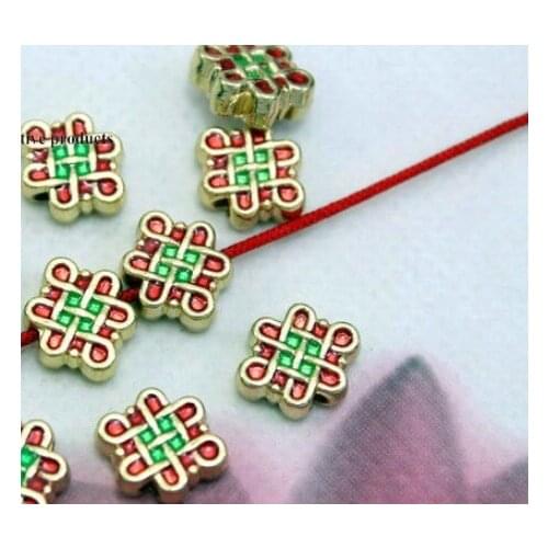5pcs Petals Bead spacer bead Chinese knot Caps Enamel Cloisonne Metal Plated Jewelry Findings For Bracelet Jewelry Making DIY