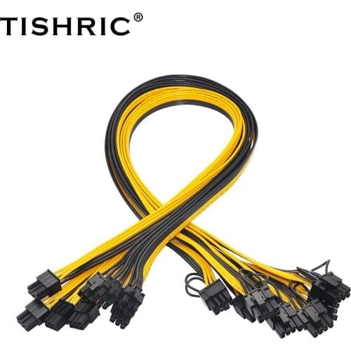 6PCS TISHRIC PCL-E Riser Cable Express 6Pin To 8Pin 50CM Graphics Card Extension Cord mining Rig Power Cable