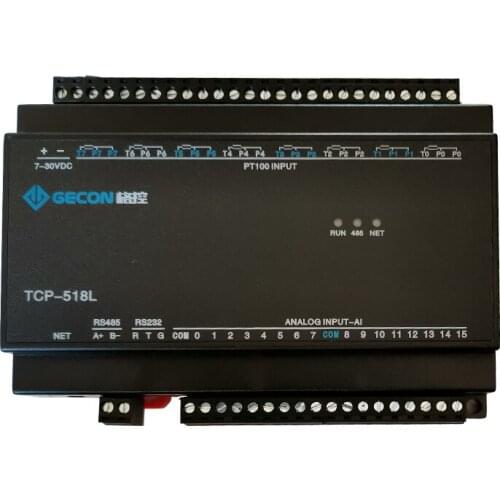 8-channel PT100 temperature acquisition 16-channel analog input Modbus RTU TCP combination module