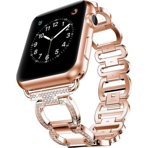 Correa Metal Diamond Bracelet for Apple Watch Band 44mm 42mm iwatch SE 6 5 4 3 2 1 38mm 40mm Stainless Steel Loop Wrist Strap