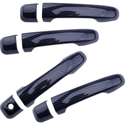 8PCS/SET Car Door Handle Covers Trims Glossy Carbon Fiber Texture fit for Toyota 4Runner 2010 2011-2014 2015 2016 2017 2018 2019