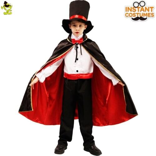 Halloween Kids Vampire Prince Costumes Horror Bloody Fancy Suit Uniform with Cape Carnival Party Boy Clothing Set