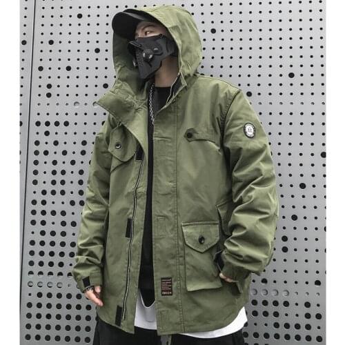 Dropshipping 2021 New Spring Streetwear Jackets Youth Pockets Casual Jacket Men Hip Hop Harajuku Patchwork Windbreaker