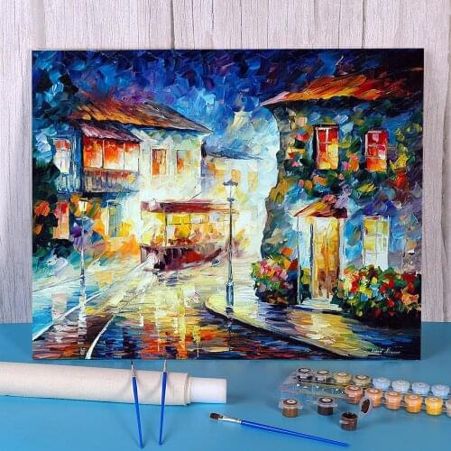 City From Dreams Paint By Numbers Complete Kit Acrylic Paints 40*50 Canvas Painting Home Decoration Children Drawing