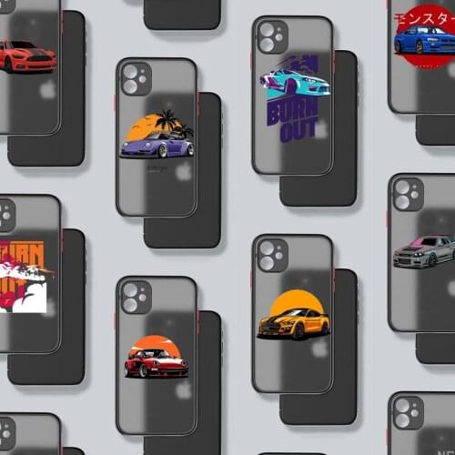 JDM Burnout car Japanese drift sport Phone Case Matte Transparent for iPhone 7 8 11 12 s mini pro X XS XR MAX Plus mobile bags