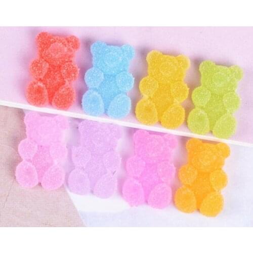 Kawaii Simulation Soft Sugar Gummy Bear Flatback Resin Cabochons For Headwear Earrings Pendants Accessories