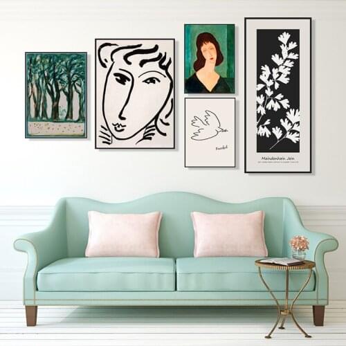 Classic Amedeo Modigliani Picasso Artwork Collection Sketch Canvas Print Painting Poster Wall Pictures Living Room Home Decor