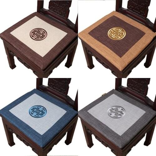 Classic Embroidered Chair Pad Seat Cushion Office Chair Car Cushion Seat Cotton Linen Chinese Chair Cushions for Dining Chairs