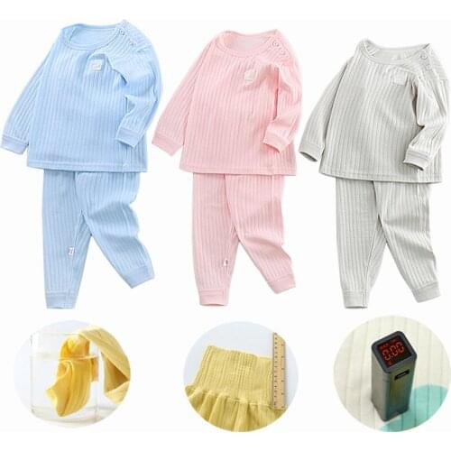 Children Clothing Sets Girls Boys Long Sleeves and High Waist Pants Warm Thicken Set Sleepwear Baby Kids Cotton Pajamas Suit