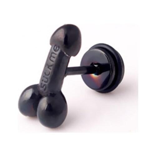 Kpop Punk Earrings Fashion Personality Exaggerate Men Male Jewelry Ear Stud Creative Unique Titanium Steel Sexy Anti Allergy 1pc