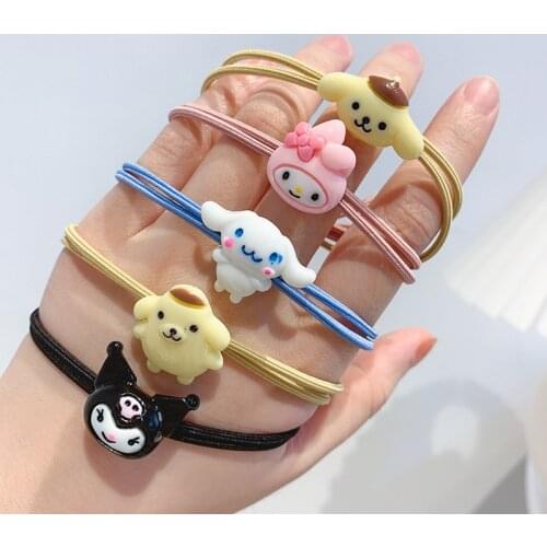 Kawaii Cinnamoroll Sanrio Plush Kuromi My Melody Cartoon Cute Dolls Hair Rope Anime Plush Toys For Girls Birthday Gift