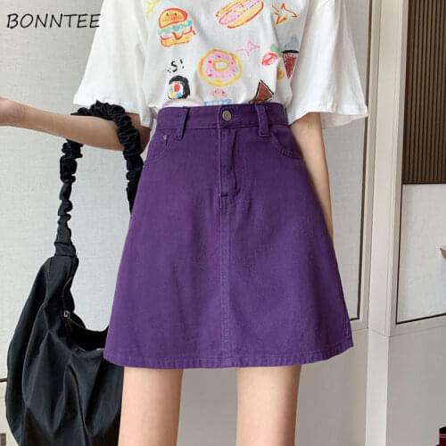 Mini Skirts Women Slim Plus Size 5XL Solid High Waist Student All-match Leisure Female Denim Trendy Summer Popular Chic Ulzzang