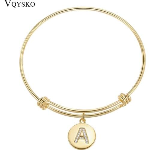 Fashion Gold 26 Letter Charm Bracelet Bangle For Women Gift Ajustable Copper Lover A-Z Initials Bracelets Jewelry Wholesale
