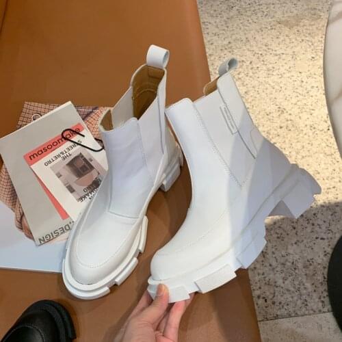 MONMOIRA Round Toe Brand Design Chunky Platform Motorcycle Boots Women 2021 Short Ankle Black Punk Chelsea Boots Shoes Women