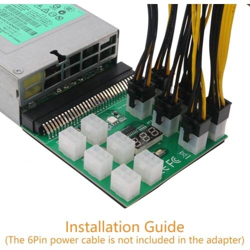 Power Module Breakout Board for HP 1200W PSU Server Power Conversion with 12 Ports PCIe 6-Pin for DPS-800GB 1200FB 1200QB A