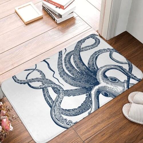 Navy Octopus Doormat Carpet Mat Rug Polyester Non-Slip Floor Decor Bath Bathroom Kitchen Living Room 40x60