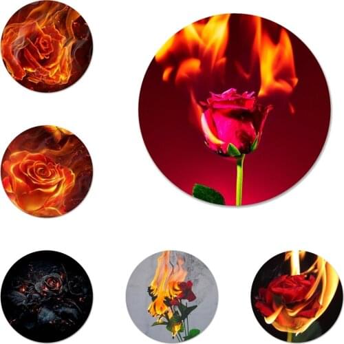 Fire rose Icons Pins Badge Decoration Brooches Metal Badges For Clothes Backpack Decoration 58mm