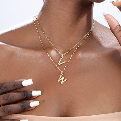 Initial Necklace For Women Pendant Vintage Gold Chain Letter Alphabet Necklace Stainless Steel Jewelry Unusual Christmas Gift
