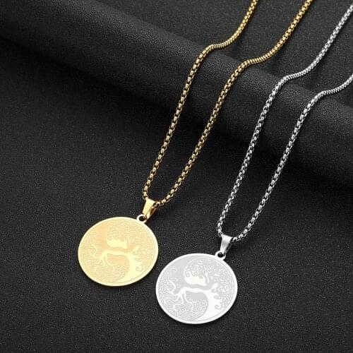 Cxwind Stainless Steel Viking Pendant Teldrassil Necklace For Women Men Talisman Charm Pendant Necklace Party Jewelry Gift