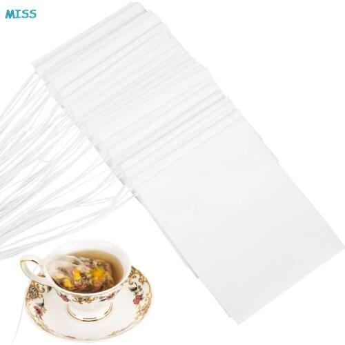 PLA Biodegraded Empty Tea Filter Bag Corn Fiber Safety Food-Grade Drawstrings Tea Bags Ultrasonic coffee Filter bags 100pcs/pack