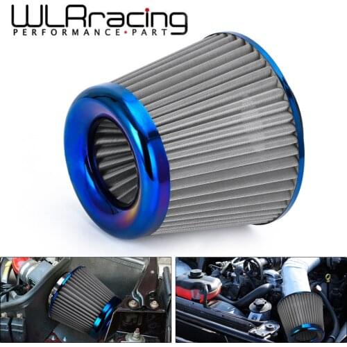Burnt Blue 3" 76mm Power Intake High Flow Cold Air Intake Filter Cleaner Racing Car Air Filter Universal AIT27