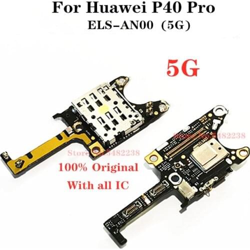Original SIM Reader MIC For Huawei P40 Pro ELS-AN00 Microphone WIFI Single Antenna Board Flex Cable SD/SIM Card Booth For P40PRO