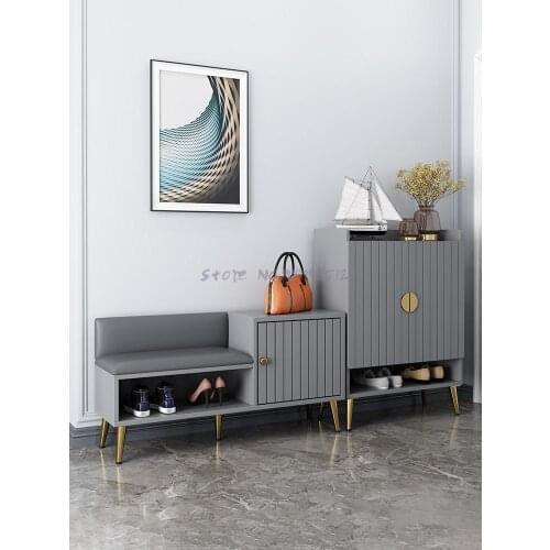 Shoe changing stool Nordic home door sofa stool simple shoe rack creative light luxury economical iron soft cushion