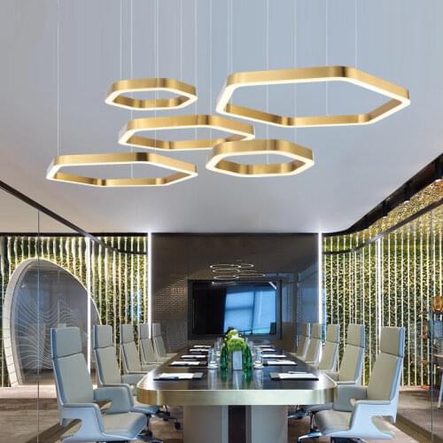 Modern chandelier in the living room bedroom project lights dining room hanging lamp led lights ring polygon indoor lighting