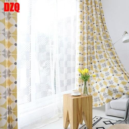 Modern Simple American Cotton and Linen Printed Fabric Window Curtain Suitable for Bedroom Kitchen Living Room