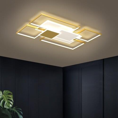 Modern LED Chandelier Light for Living Room Bedroom Kitchen Home With Remote Control Rectangle Black Lighting Fixtures lustre