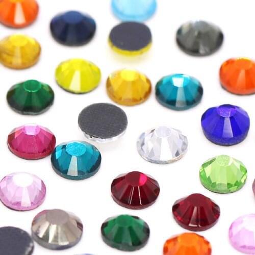 1440/288Pcs DMC Rhinestones All Sizes 28Colors Hot Fix Rhinestones For Clothes/Dresses SS6-SS30 Iron On Strass AB Crystal Stones