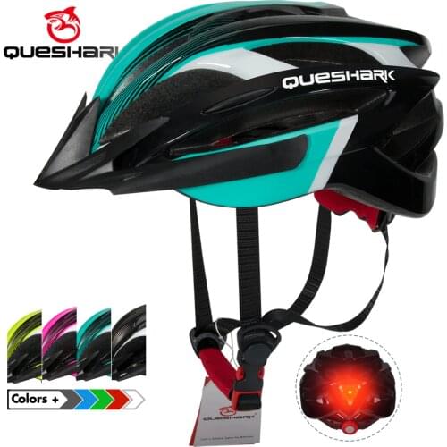 QUESHARK Professional Men Women Cycling Helmet With Taillight Ultralight MTB Bicycle Helmet LED Light M Size 56cm-62cm QE114