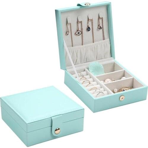 Lady PU Leather Jewelry Box Storage Ring Display Case Portable Organizer for Necklaces Joyeros Organizador De Joyas