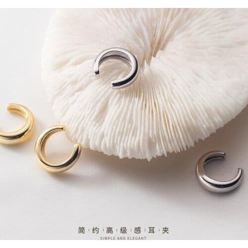 LVE36 Sterling Silver Simple Wide Ear Cuff Wrap Earrings Non-Pierced Cartilage Earrings for Women Fine Jewelry