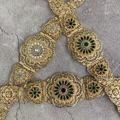 Moroccan Classic Girdle Women Wedding Dress Body Jewelry Waist Chain Length Adjustable Bride Crystal Girdle Gift