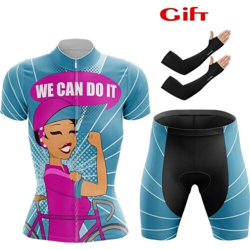 2021 New Womens Cycling Jersey Sets Bicycle Clothing Skinsuit Summer Breathable MTB Sportwear Bib Shorts Sleeve Ropa Ciclism