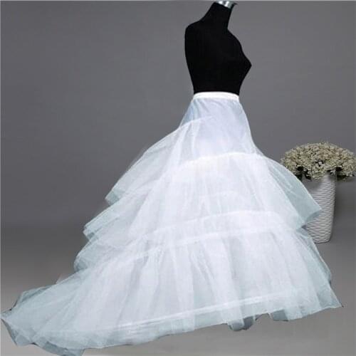 2020 Woman Wedding Dress Crinoline Waist Size Adjust Bridal Petticoat Underskirt 2 Hoops with Chapel Train Wedding Accessories