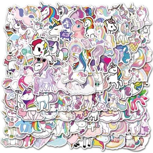 10/50/100PCS Cute Unicorn Waterproof Stickers Car Motorcycle Travel Luggage Phone Guitar Laptop Classic Toy Kid Cool Sticker