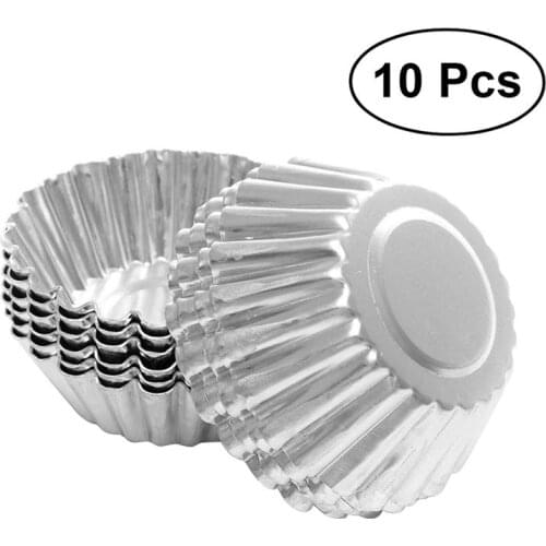 10pcs/lot Cake/Egg Tart Mold Flower Shape Nonstick Ripple Aluminum Reusable Cupcake High Quality Baking Pasty Moulds Tools